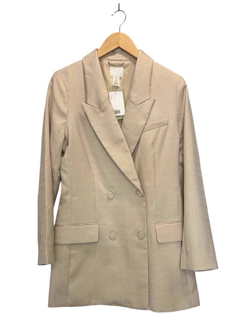 H&M Double-Breasted Beige Blazer Jacket Dress Small